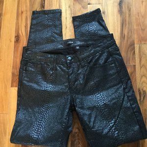 Vegan leather reptile embossed pants
